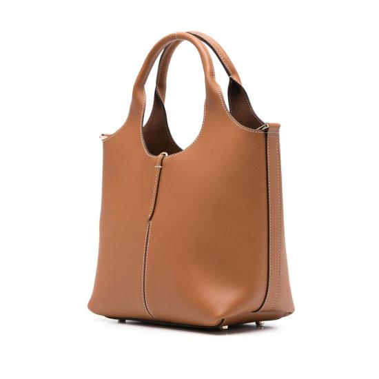 26FW 토즈 레더 미니 토트 쇼핑백 XBWEBRF0100U BL2L83 BROWN - TODS