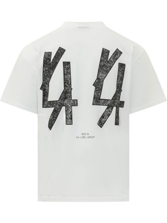 26FW 44레이블 반팔 티셔츠 B0030556FA582 P663 OPTICAL WHITE BLACK - 44 LABEL