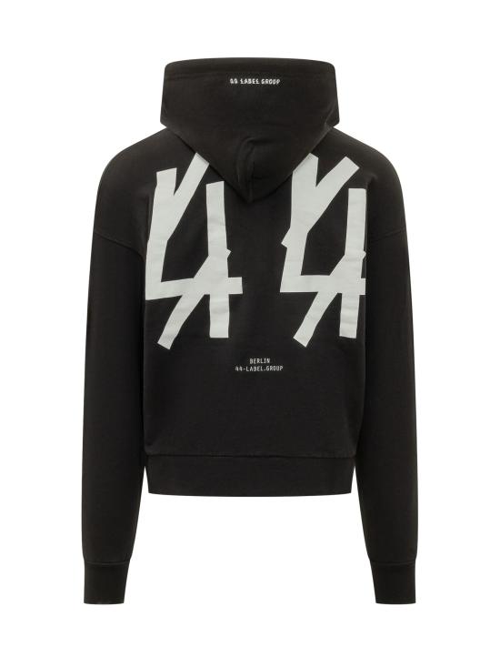 26FW 44레이블 후드 티셔츠 B0030577FA583 P396 BLACK 44 SOLID DIRTY WHITE - 44 LABEL