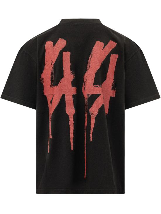 26FW 44레이블 반팔 티셔츠 B0030556FA582 P682 BLACK RED - 44 LABEL