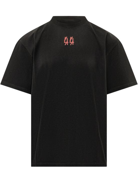 26FW 44레이블 반팔 티셔츠 B0030556FA582 P682 BLACK RED