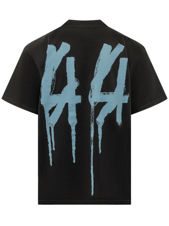 26FW 44레이블 반팔 티셔츠 B0030669FA706 P877 BLACK DRIP METAL BLUE - 44 LABEL