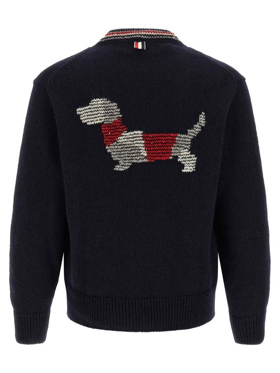 26FW 톰브라운 도네갈 인타르시아 헥터 패치워크 가디건 MKC647AY1506415 Blue - THOM BROWNE
