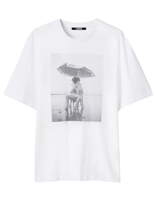 26FW 자크뮈스 반팔 티셔츠 TSU00350AJ00289 1OR OPTIC WHITE PRINT PLAGE