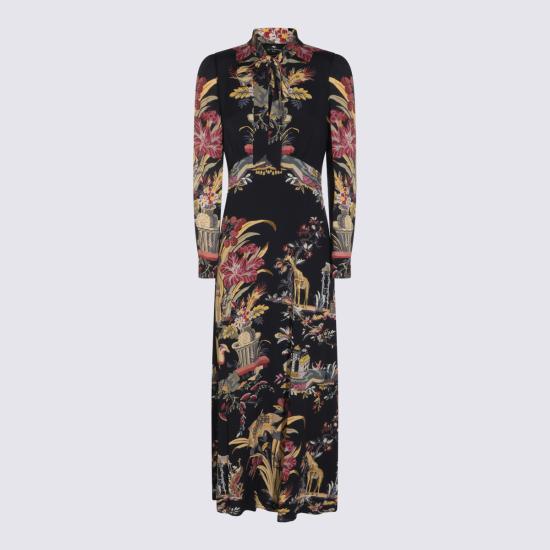 26FW 에트로 롱 원피스 WRHA0552 99SP41EX0813 BLACK BORDEAUX - ETRO