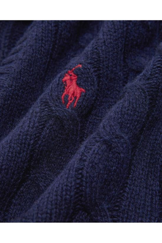 25FW 폴로 랄프로렌 포니 로고 자수 케이블 니트 v넥 스웨터 211971866003 Navy - POLO RALPH LAUREN