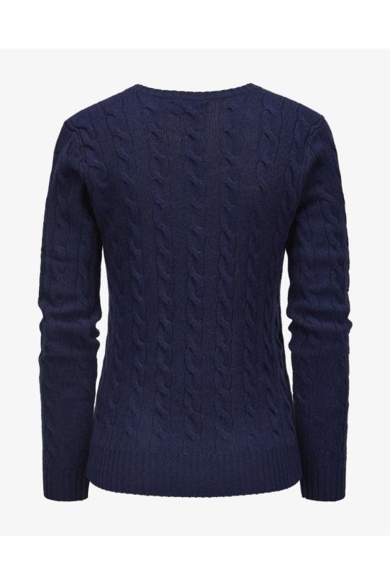 25FW 폴로 랄프로렌 포니 로고 자수 케이블 니트 v넥 스웨터 211971866003 Navy - POLO RALPH LAUREN