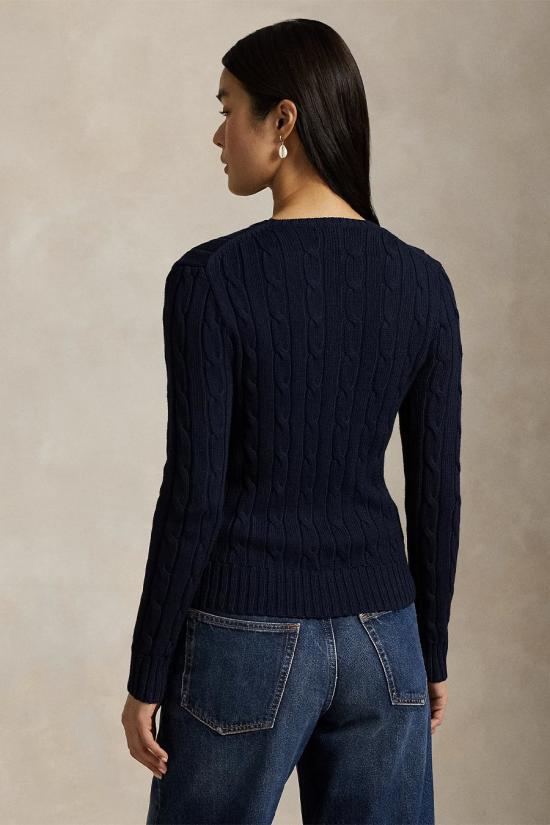 26SS 폴로 랄프로렌 포니 로고 피마코튼 케이블 니트 스웨터 211971869008 Navy - POLO RALPH LAUREN