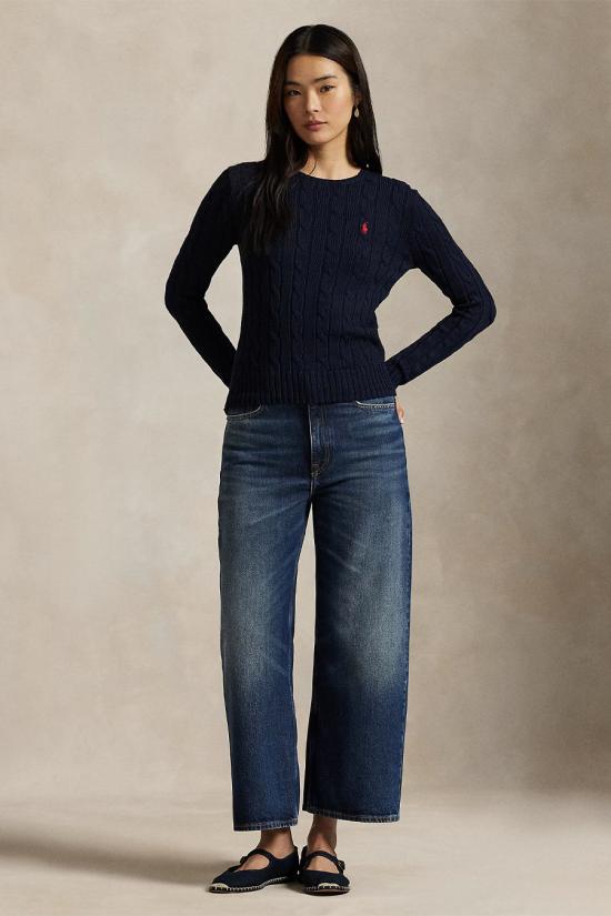 26SS 폴로 랄프로렌 포니 로고 피마코튼 케이블 니트 스웨터 211971869008 Navy - POLO RALPH LAUREN