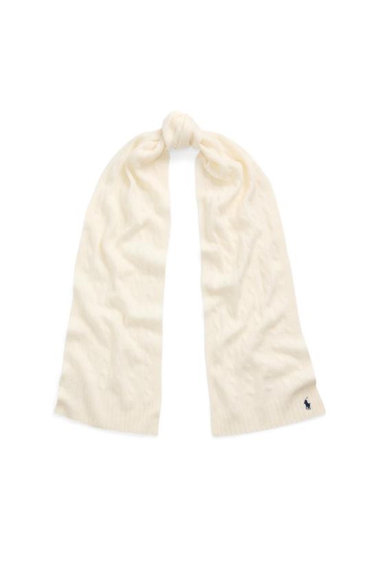 25FW 폴로 랄프로렌 포니 로고 자수 케이블 니트 스카프 455956296002 Cream - POLO RALPH LAUREN