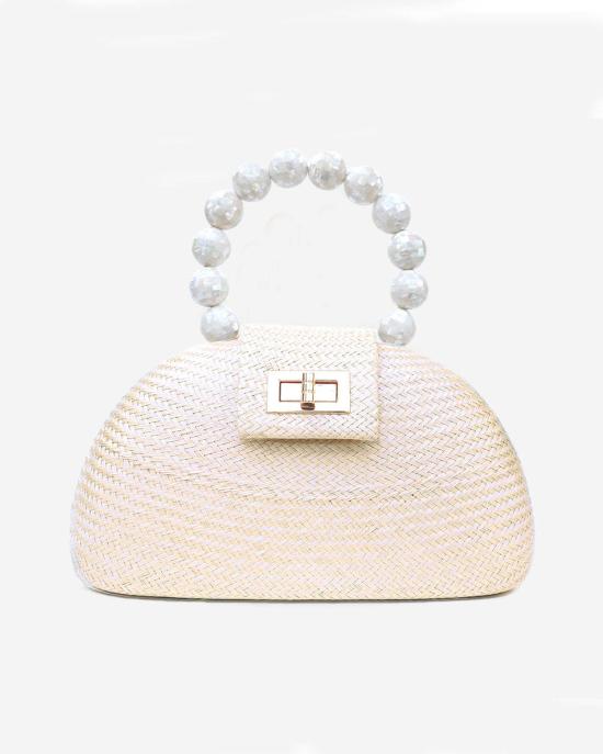  Soli & Sun 크로스백 솔리앤선 올라 우븐 스트로 & 쉘 펄 비즈 스테이트먼트 클러치 - OTHER BRANDS