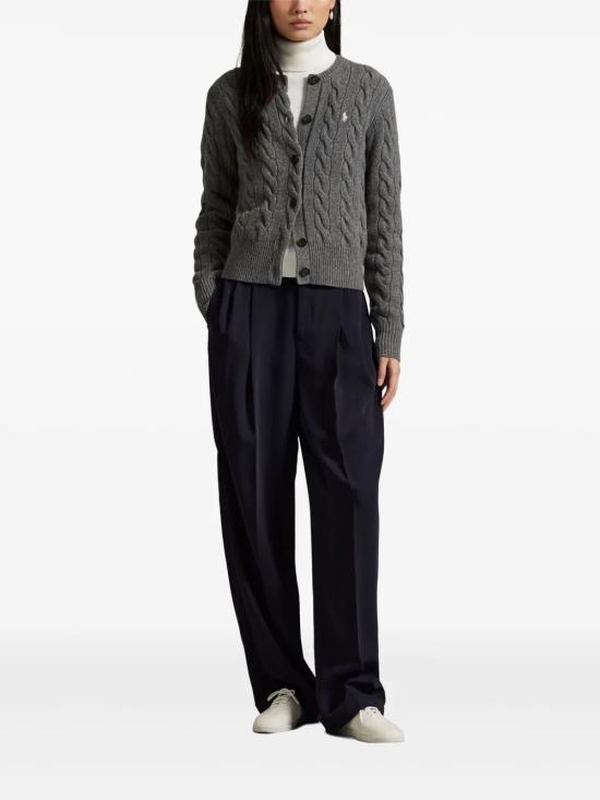 26FW 폴로 랄프로렌 로고 자수 크루넥 가디건 211972104099 500 GREY - POLO RALPH LAUREN