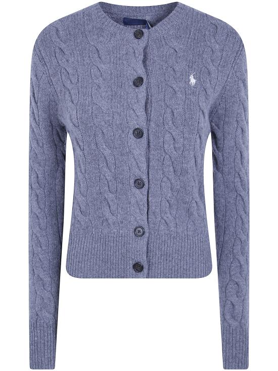 26FW 폴로 랄프로렌 로고 자수 크루넥 가디건 211972104099 500 GREY - POLO RALPH LAUREN
