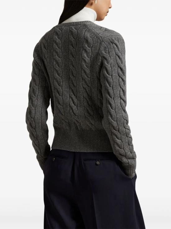 26FW 폴로 랄프로렌 로고 자수 크루넥 가디건 211972104099 500 GREY - POLO RALPH LAUREN