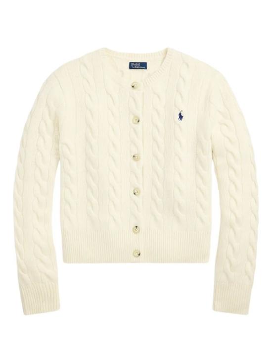26FW 폴로 랄프로렌 로고 자수 크루넥 가디건 211972104099 002 WHITE