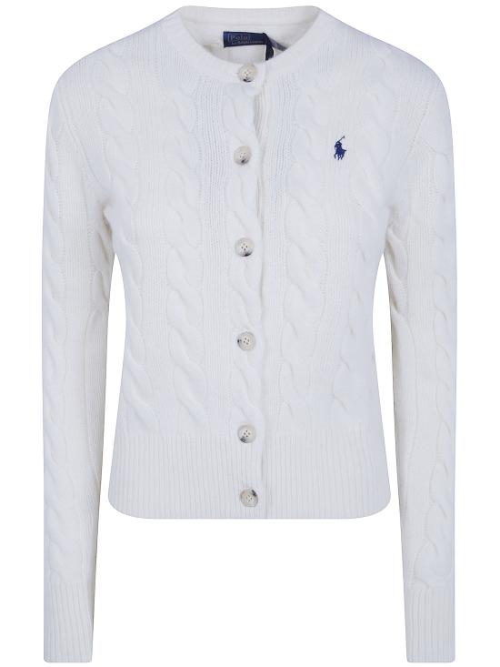 26FW 폴로 랄프로렌 로고 자수 크루넥 가디건 211972104099 002 WHITE - POLO RALPH LAUREN