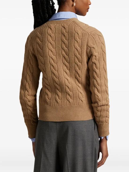 26FW 폴로 랄프로렌 로고 자수 크루넥 가디건 211972104099 001 NUDE NEUTRALS - POLO RALPH LAUREN