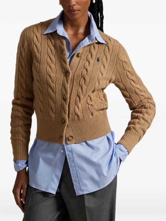 26FW 폴로 랄프로렌 로고 자수 크루넥 가디건 211972104099 001 NUDE NEUTRALS - POLO RALPH LAUREN