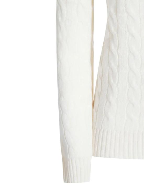 26FW 폴로 랄프로렌 포니 로고 자수 케이블 니트 v넥 스웨터 211971866099 001 WHITE - POLO RALPH LAUREN
