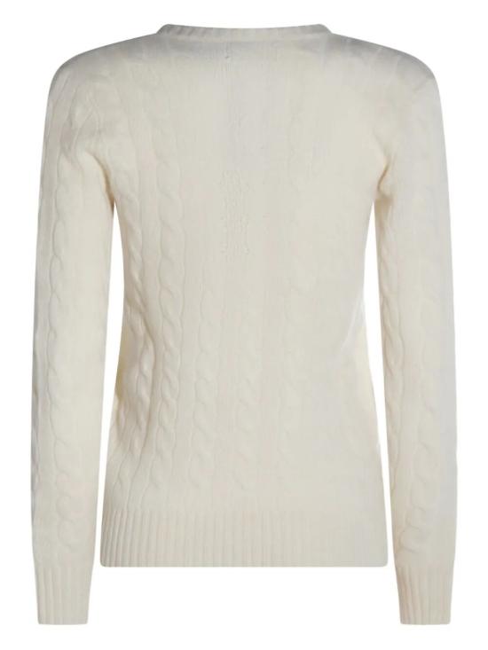 26FW 폴로 랄프로렌 포니 로고 자수 케이블 니트 v넥 스웨터 211971866099 001 WHITE - POLO RALPH LAUREN