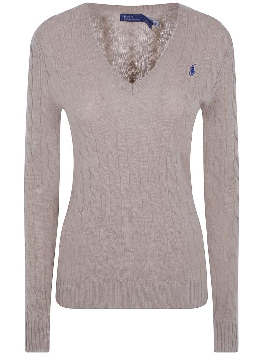 26FW 폴로 랄프로렌 포니 로고 자수 케이블 니트 v넥 스웨터 211971866099 002 NUDE NEUTRALS - POLO RALPH LAUREN