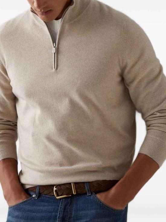 25FW 브루넬로 쿠치넬리 캐시미어 집업 니트 M2200124CS396 BEIGE - BRUNELLO CUCINELLI