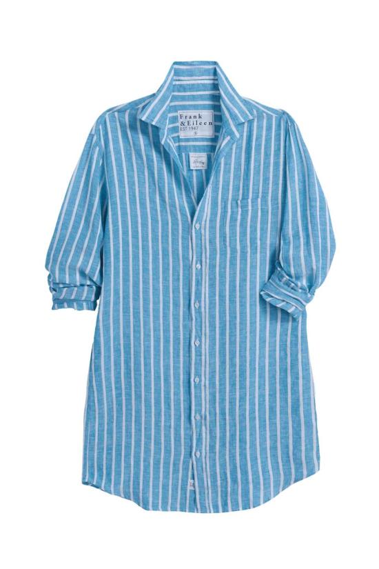  프랭크 앤 에일린 숏 원피스 프랭크 앤 아일린 메리 클래식 셔츠드레스 터쿼이즈/화이트 스트라이프