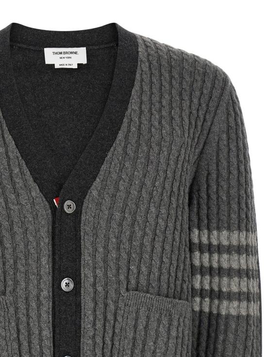 26FW 톰브라운 가디건 2-in-1 트롱프뢰유 카디건 스웨터 및 카디건 그레이 - THOM BROWNE