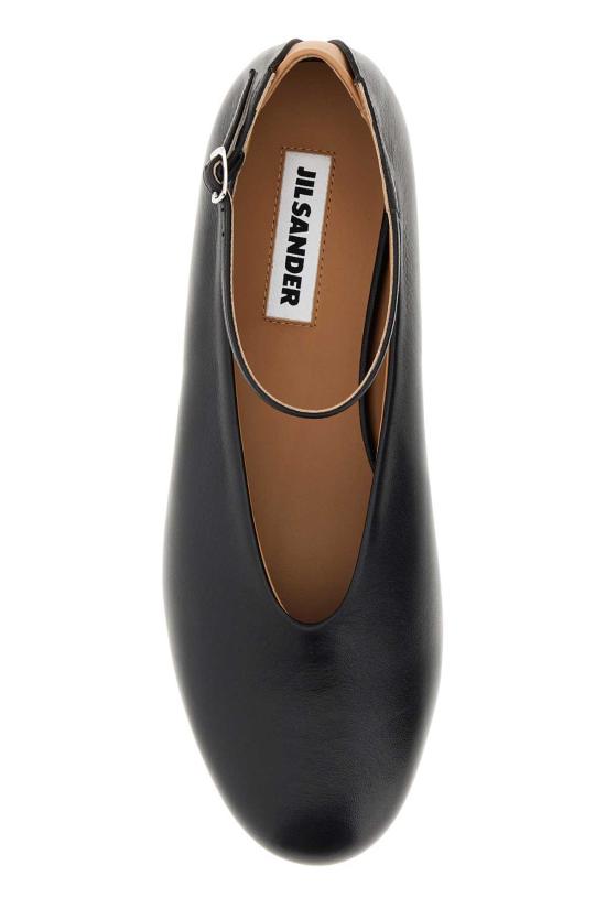  질샌더 플랫 슈즈 질 샌더 엘리스 나파 가죽 발레리나 슈즈 블랙 - JIL SANDER