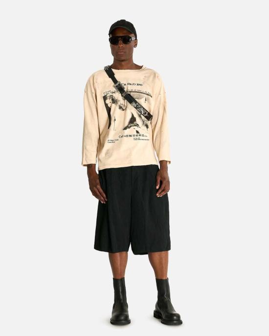  앙팡리쉬데프리메 긴팔 티셔츠 Enfants Riches Deprimes One Class Act Hockey Jersey Dirty White - ENFANTS RICHES DEPRIMES