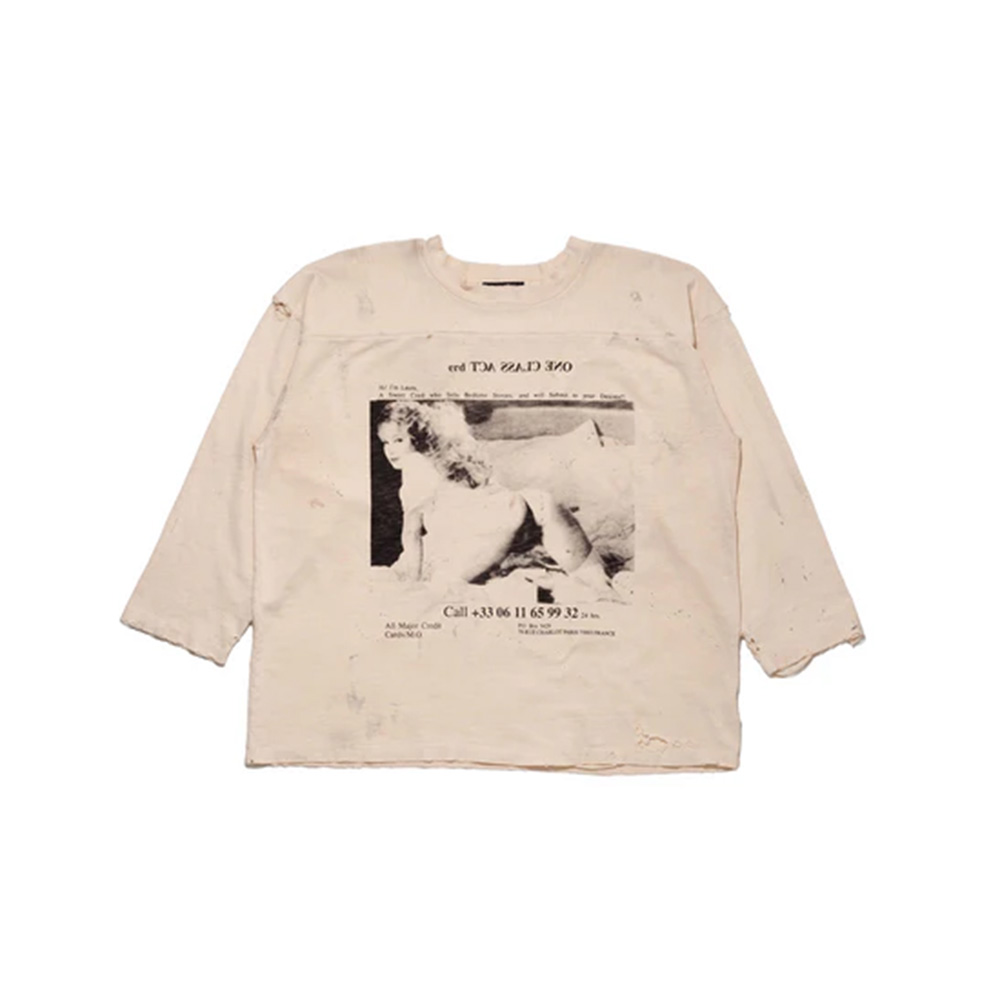  앙팡리쉬데프리메 긴팔 티셔츠 Enfants Riches Deprimes One Class Act Hockey Jersey Dirty White