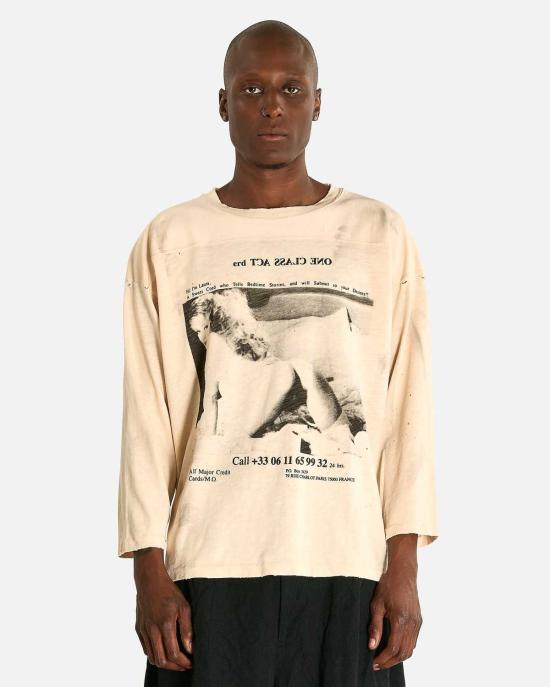  앙팡리쉬데프리메 긴팔 티셔츠 Enfants Riches Deprimes One Class Act Hockey Jersey Dirty White