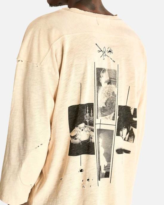  앙팡리쉬데프리메 긴팔 티셔츠 Enfants Riches Deprimes One Class Act Hockey Jersey Dirty White - ENFANTS RICHES DEPRIMES