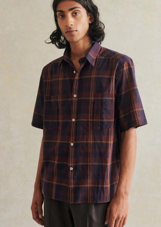  De Bonne Facture 반팔 셔츠 Painter's Shirt 버건디 체크