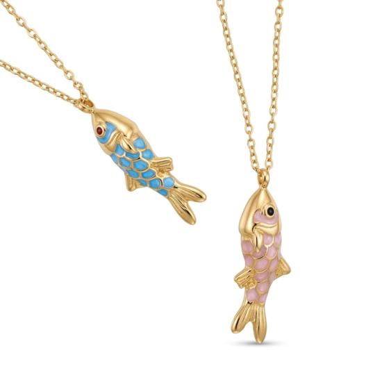  엘리슨 앤 영 목걸이/팬던트 엘리슨+영 행운의 물고기 펜던트 18K 방수 금도금 스테인리스 스틸 목걸이 - ELLISON + YOUNG