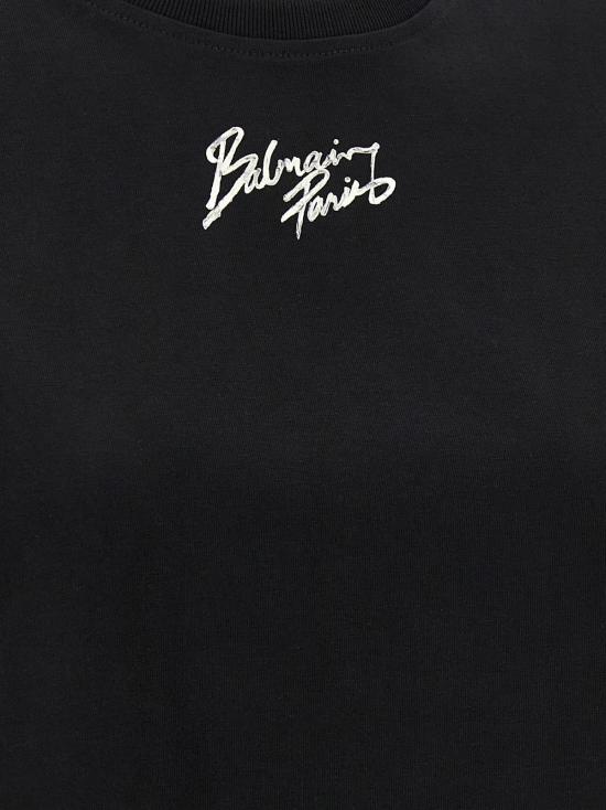  발망 반팔 티셔츠 코튼 티셔츠 블랙 - BALMAIN
