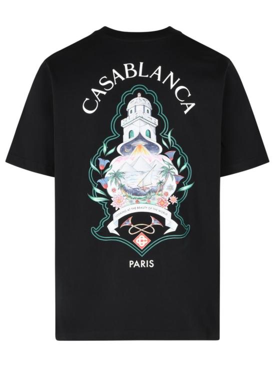 26FW 카사블랑카 반팔 티셔츠 M PF26 JTS 001 02 BLACK JERSEY HOTEL EMBLEM - CASABLANCA