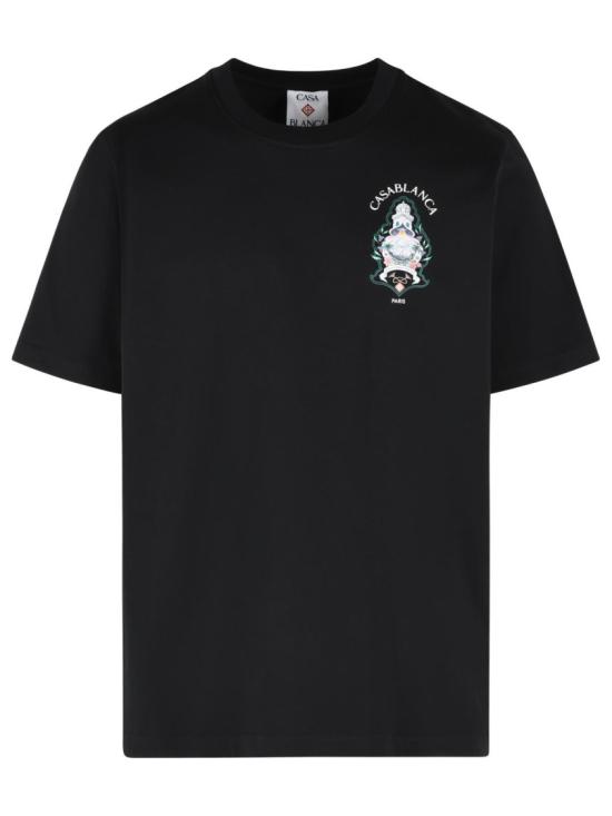 26FW 카사블랑카 반팔 티셔츠 M PF26 JTS 001 02 BLACK JERSEY HOTEL EMBLEM