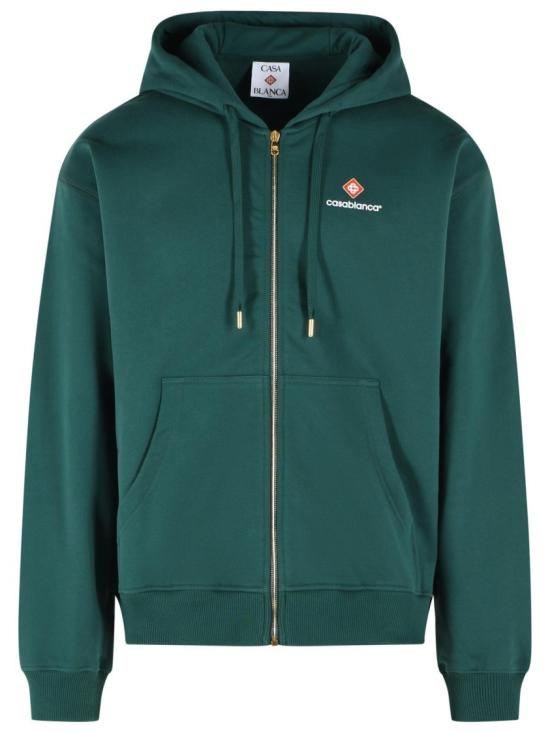 26FW 카사블랑카 후드 티셔츠 M PF26 JTP 512 01 GREEN LOOPBACK CASABLANCA SPORT TYPE