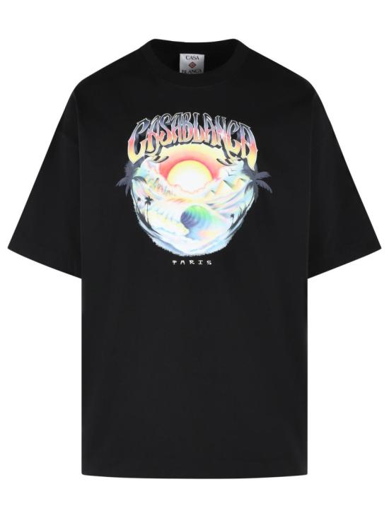26FW 카사블랑카 반팔 티셔츠 M PF26 JTS 078 02 BLACK JERSEY CASA AIRSPRAY