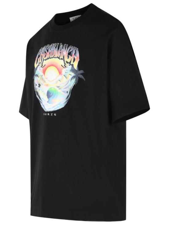 26FW 카사블랑카 반팔 티셔츠 M PF26 JTS 078 02 BLACK JERSEY CASA AIRSPRAY - CASABLANCA