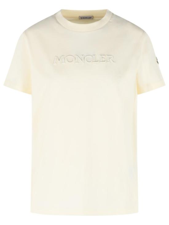  몽클레어 자수 토널 로고 코튼 티셔츠 093 8C000 21 89AUO 037 Neutrals
