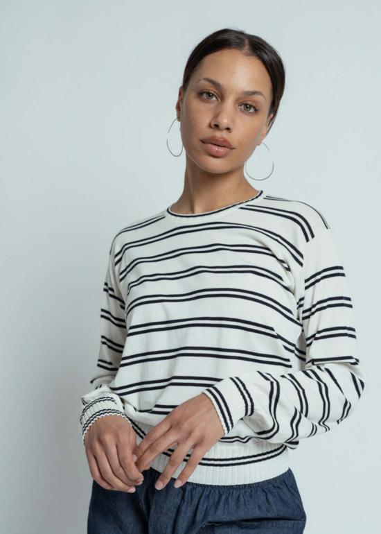  MJ 왓슨 스웨터 Mj. Watson 스트라이프 코튼 크루넥 풀오버 /네이비 - MJ. WATSON