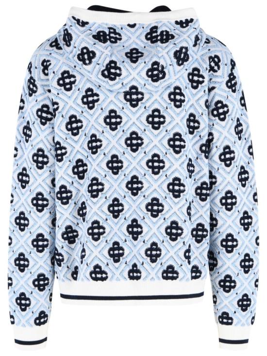 26FW 카사블랑카 후드 티셔츠 M PF26 KW 1404 01 MERINO CC MONOGRAM Blue - CASABLANCA