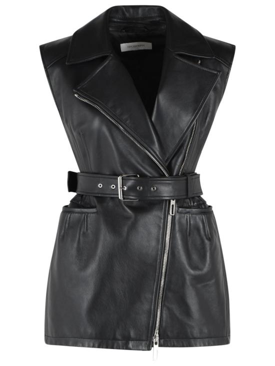 26FW 스포트막스 가죽 자켓 2622446031 002 Black