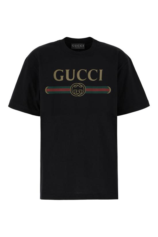 26FW 구찌 로고 프린트 코튼 저지 실크 티셔츠 865015XJHUF 1152 Nero
