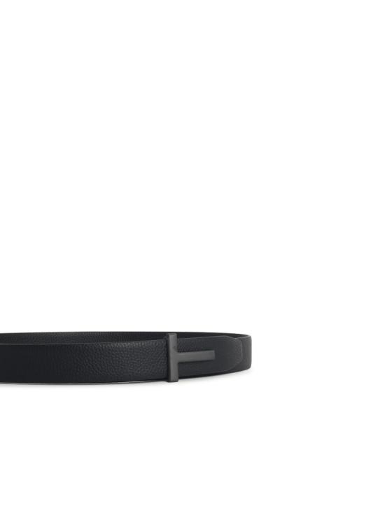 26FW 톰포드 레더 팔라듐 T버클 벨트 TB224 LCL236L NAA Black - TOMFORD