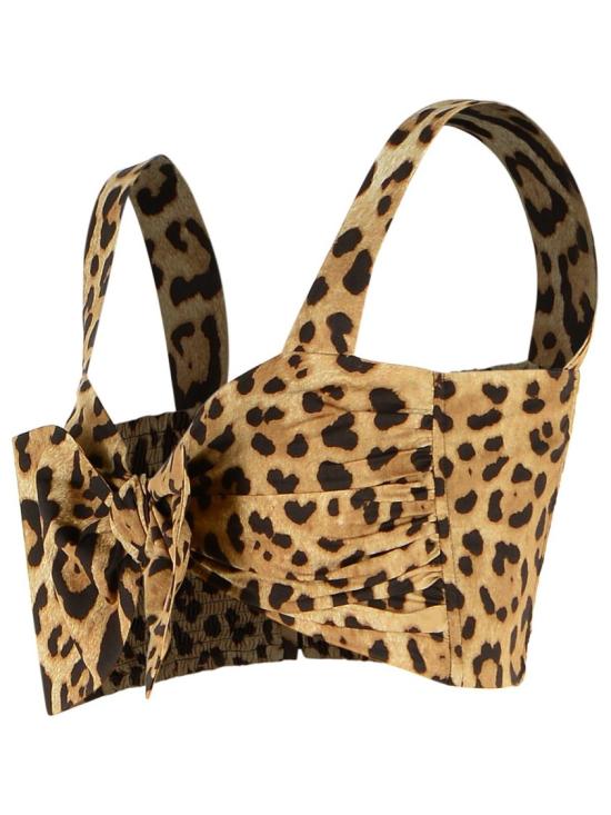 26SS 돌체앤가바나 레오파드 프린트 포플린 탑 F74H5T HS5E3 HY13M Brown - DOLCE & GABBANA