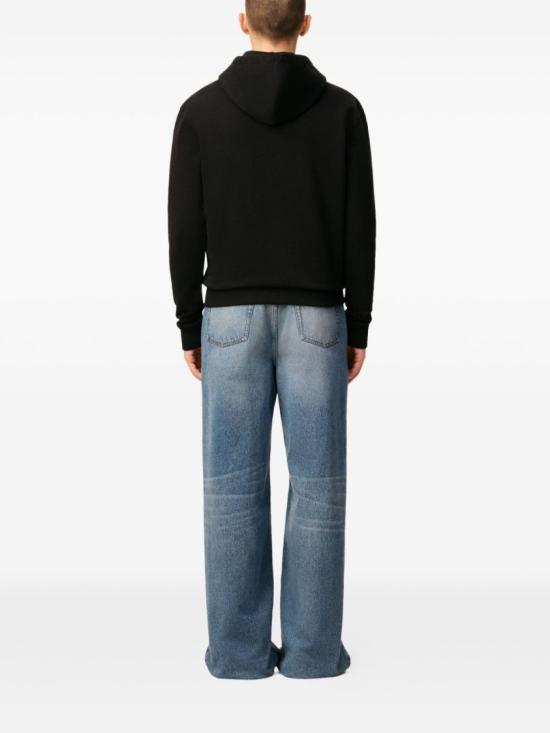 26FW 아미 스몰 하트 로고 루프백 오가닉 코튼 플리스 후드 BFUSW435 730 001 Black - AMI