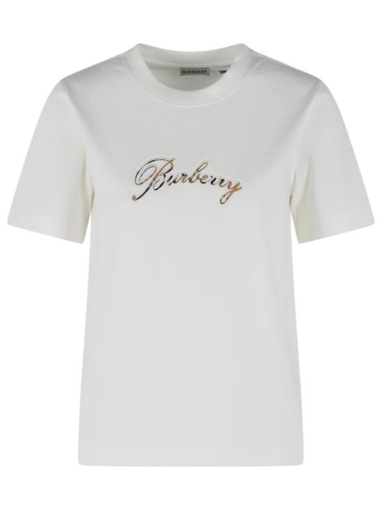26SS 버버리 체크 커시브 로고 코튼 티셔츠 8118971 B7078 White